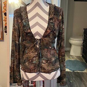 Wild Fable - Sheer Tie Front Top / Size small